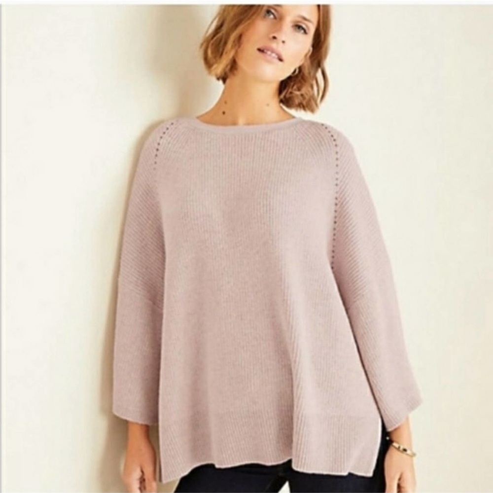 NWT Ann Taylor blush pointelle Pancho sweater m/l